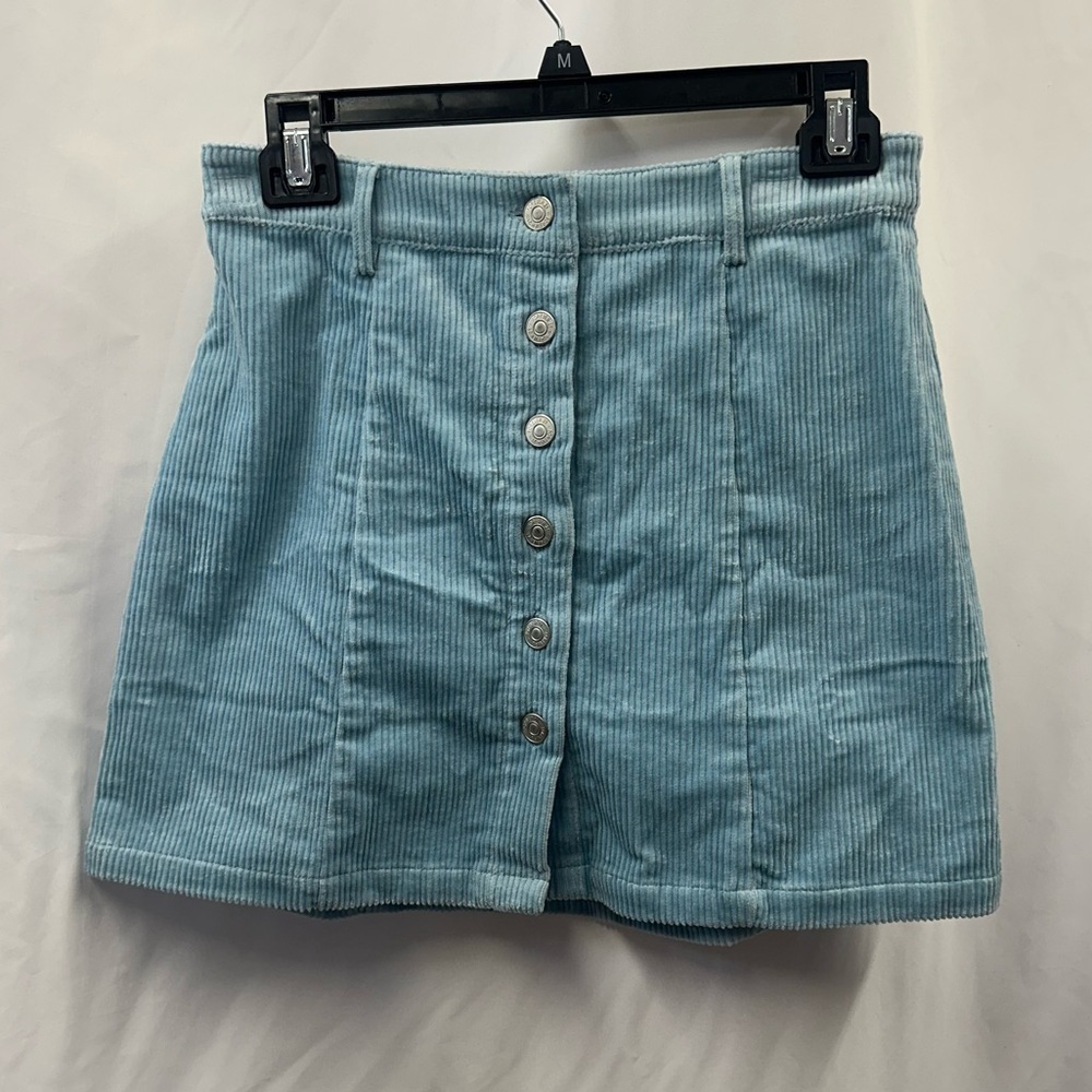 Forever 21 light blue corduroy button front mini skirt size S